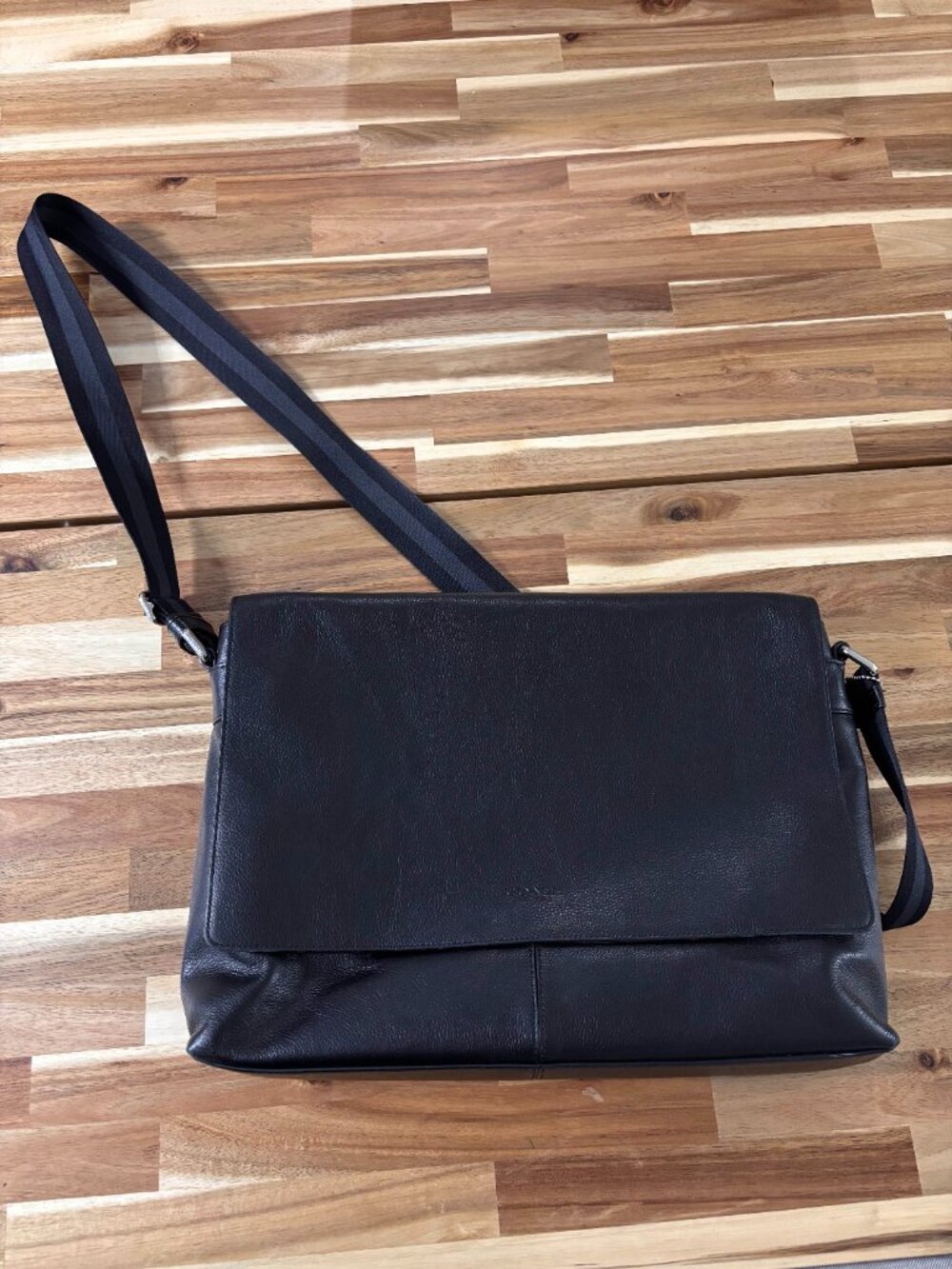 Coach Leather Messenger Bag – Black